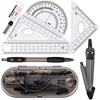 Los mejores  - Juego de brújula- Brújula de Muscccm para geometría Kit de geometría matemática 8 piezas - Brújula de dibujo de…
